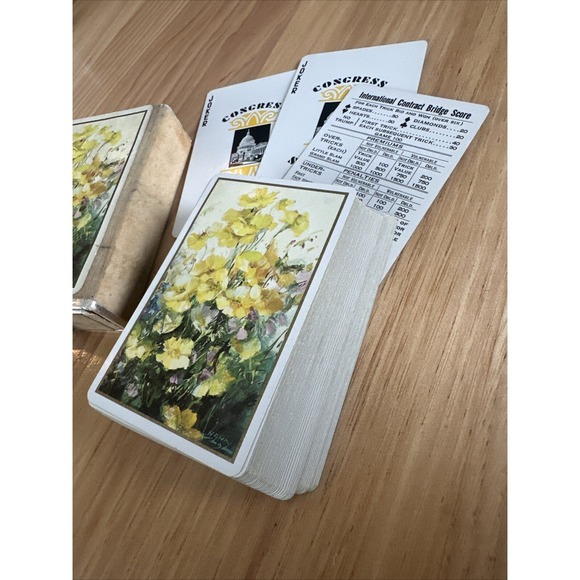 Vintage Congress Poker / Bridge Playing Card Deck With Storage Box - Picture 2 of 6